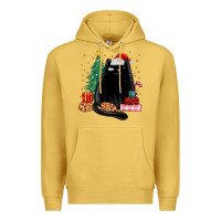 Antique Gold christmas black cat Premium Hoodie - MaliasSmallBusiness