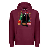 Burgundy christmas black cat Premium Hoodie - MaliasSmallBusiness