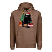 Chestnut christmas black cat Premium Hoodie - MaliasSmallBusiness