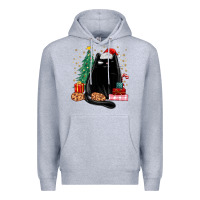 Heather Grey christmas black cat Premium Hoodie - MaliasSmallBusiness