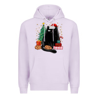 Lilac christmas black cat Premium Hoodie - MaliasSmallBusiness