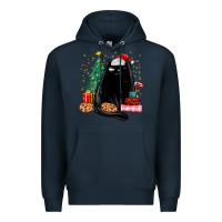 Navy christmas black cat Premium Hoodie - MaliasSmallBusiness
