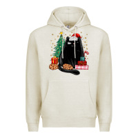 Oatmeal Heather christmas black cat Premium Hoodie - MaliasSmallBusiness