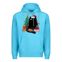 Ocean Blue christmas black cat Premium Hoodie - MaliasSmallBusiness
