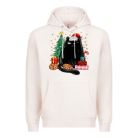 Pale Pink christmas black cat Premium Hoodie - MaliasSmallBusiness