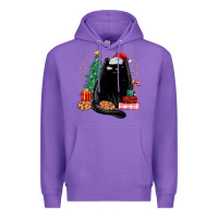Purple christmas black cat Premium Hoodie - MaliasSmallBusiness