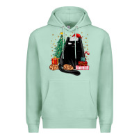 Seafoam christmas black cat Premium Hoodie - MaliasSmallBusiness