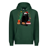 Sports Green christmas black cat Premium Hoodie - MaliasSmallBusiness