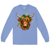 Colony Blue St. Patrick's Day Highland Cow Long Sleeve Tee - Neo Western