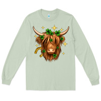 Matcha St. Patrick's Day Highland Cow Long Sleeve Tee - Neo Western