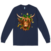 Navy St. Patrick's Day Highland Cow Long Sleeve Tee - Neo Western