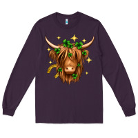 Plum St. Patrick's Day Highland Cow Long Sleeve Tee - Neo Western