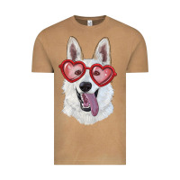 Vintage Camel white shepherd with love glasses Vintage Tee - RanaPortraitStore