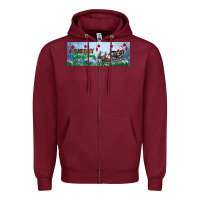 Burgundy merry christmas with santa sleigh Zipper Hoodie - BundleAndBundleShop