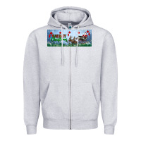 Heather Grey merry christmas with santa sleigh Zipper Hoodie - BundleAndBundleShop