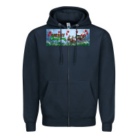 Navy merry christmas with santa sleigh Zipper Hoodie - BundleAndBundleShop