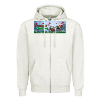 Oatmeal Heather merry christmas with santa sleigh Zipper Hoodie - BundleAndBundleShop