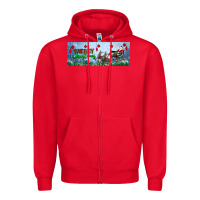 Merry Christmas With Santa Sleigh Zipper Hoodie | Teevron