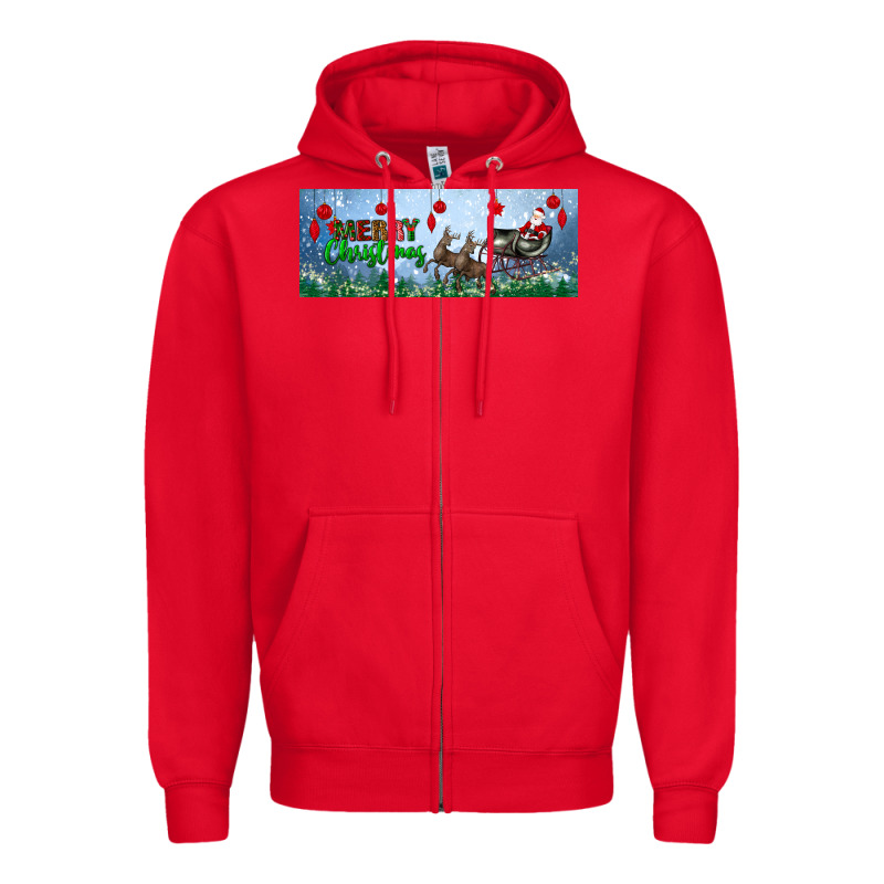 Merry Christmas With Santa Sleigh Zipper Hoodie by BundleAndBundleShop | Teevron