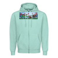 Seafoam merry christmas with santa sleigh Zipper Hoodie - BundleAndBundleShop