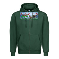 Sports Green merry christmas with santa sleigh Zipper Hoodie - BundleAndBundleShop