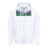 White merry christmas with santa sleigh Zipper Hoodie - BundleAndBundleShop