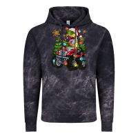Cloud Black Christmas T-rex With Monster Truck Vintage Hoodie - MaliasSmallBusiness