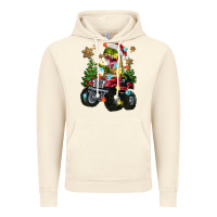 Vintage Artic Christmas T-rex With Monster Truck Vintage Hoodie - MaliasSmallBusiness