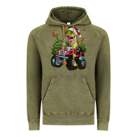 Vintage Olive Christmas T-rex With Monster Truck Vintage Hoodie - MaliasSmallBusiness