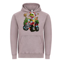 Vintage Zinc Christmas T-rex With Monster Truck Vintage Hoodie - MaliasSmallBusiness