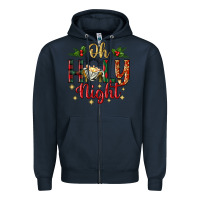 Navy oh holy night Zipper Hoodie - BundleAndBundleShop