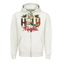 Oatmeal Heather oh holy night Zipper Hoodie - BundleAndBundleShop
