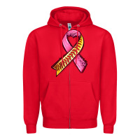 Red breast cancer sport ribbons Zipper Hoodie - AdoDesignShop