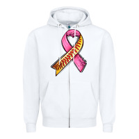 White breast cancer sport ribbons Zipper Hoodie - AdoDesignShop