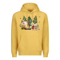 Antique Gold christmas coffee and book Premium Hoodie - MaliasSmallBusiness