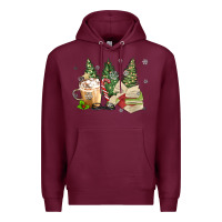 Burgundy christmas coffee and book Premium Hoodie - MaliasSmallBusiness
