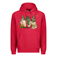 Cardinal christmas coffee and book Premium Hoodie - MaliasSmallBusiness