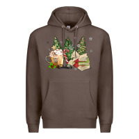 Coffee christmas coffee and book Premium Hoodie - MaliasSmallBusiness