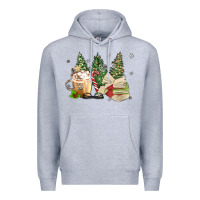 Heather Grey christmas coffee and book Premium Hoodie - MaliasSmallBusiness