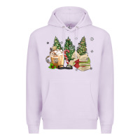 Lilac christmas coffee and book Premium Hoodie - MaliasSmallBusiness