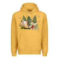 Mustard christmas coffee and book Premium Hoodie - MaliasSmallBusiness