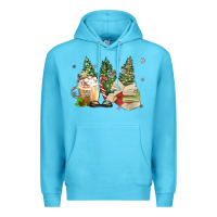 Ocean Blue christmas coffee and book Premium Hoodie - MaliasSmallBusiness