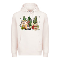 Pale Pink christmas coffee and book Premium Hoodie - MaliasSmallBusiness