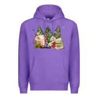 Purple christmas coffee and book Premium Hoodie - MaliasSmallBusiness