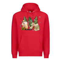 Red christmas coffee and book Premium Hoodie - MaliasSmallBusiness