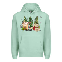 Seafoam christmas coffee and book Premium Hoodie - MaliasSmallBusiness