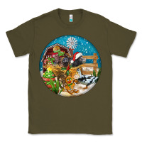 Army Green Christmas  farm animals Classic Tee - FaDigitalArtStudio