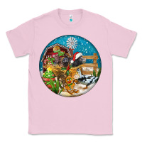 Bubblegum Pink Christmas  farm animals Classic Tee - FaDigitalArtStudio