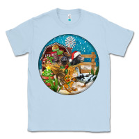 Dusty Blue Christmas  farm animals Classic Tee - FaDigitalArtStudio