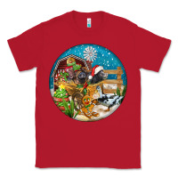 Red Christmas  farm animals Classic Tee - FaDigitalArtStudio